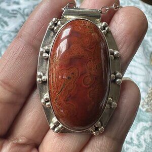 Ray Youmans Dinosaur Therapod Gembone Pendant Necklace Sterling 20" Silver 25.0g